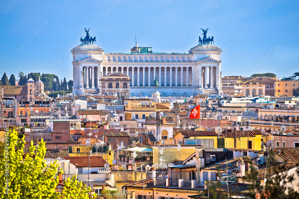Rome. Eternal city of Rome landmarks an rooftops skyline view