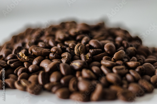 Coffee beans with blurry background. 