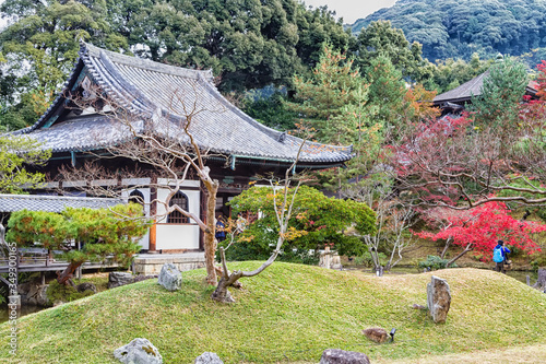 KYOTO, JAPAN - NOVEMBER 21, 2015: View of the gardens and pavilions at Kodai-ji temple in Kyoto, a temple of the Rinzai school of Zen Buddhism in Higashiyama-ku. photo