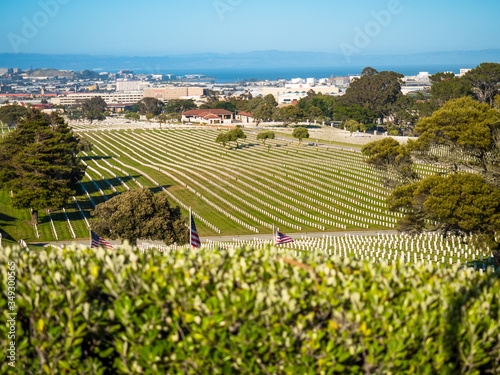 american veteran cemetery in the summer