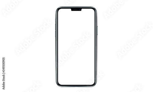 Smartphone similar to iphone xs max with blank white screen for Infographic Global Business Marketing Plan , mockup model similar to iPhonex isolated Background of ai digital investment economy. HD 