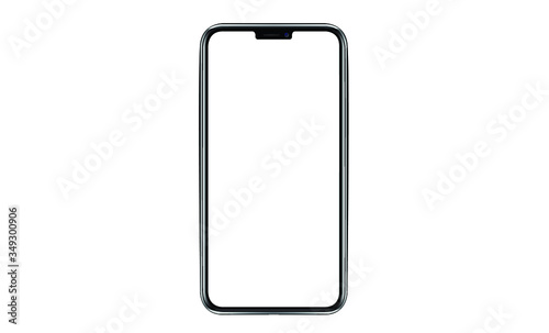 Smartphone frameless mockup. Studio shot of Smartphone iPhone 12 Pro Max or SE plus with blank screen for Infographic Global Business web site design app - High Resolution Vector