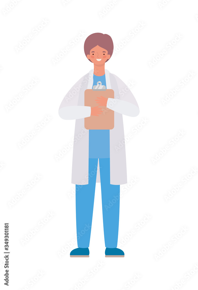 Man doctor with uniform and medical history vector design Man doctor with uniform and medical history vector design
