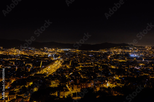 Panorama night view of Barcelona