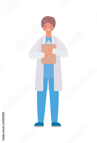 Man doctor with uniform and medical history vector design