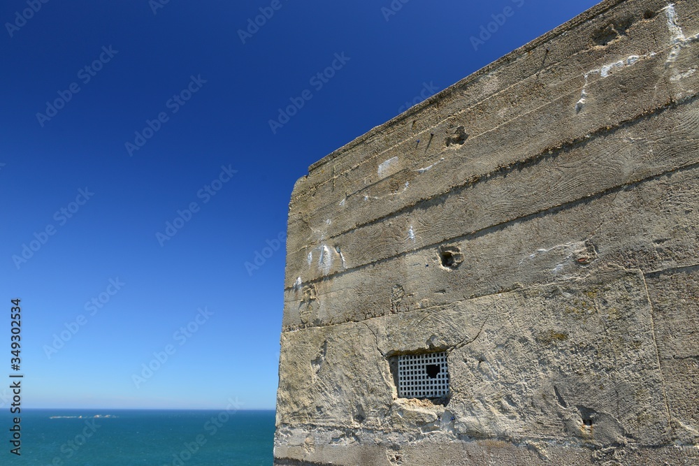WW2 Bunker, Jersey, U.K. Coastal view from historic building.