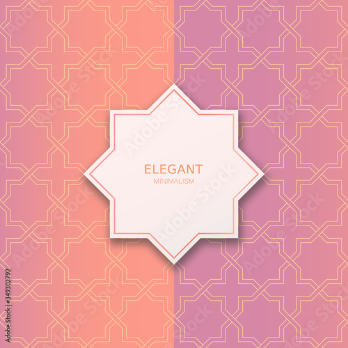 Abstract vector background in arabian style made of gold geometric line.