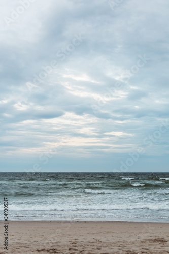 Empty Rockaway Beach at sunset in Queens  New York City in May 2020