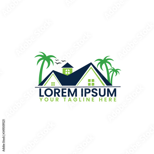 Green Farm House Logo Concept Vector Logo Design Template.
