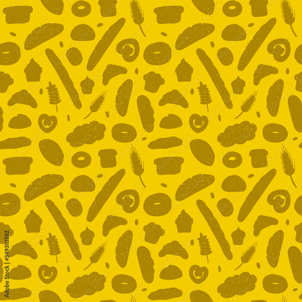 Hand drawn bakery silhouettes vector seamless pattern. Hand drawn bakery silhouettes vector seamless pattern.