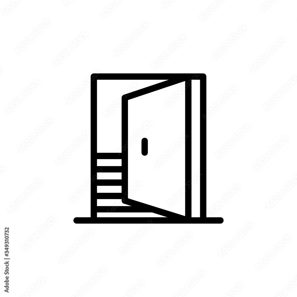 Open door icon in line art style on white background, linear style sign for mobile concept and web design, Exit doorway simple line vector icon, Push door symbol, logo illustration Open door icon in line art style on white background, linear style sign for mobile concept and web design, Exit doorway simple line vector icon, Push door symbol, logo illustration