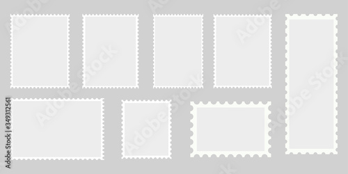 Postage stamp borders set vector photo