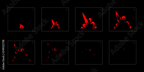 Fire explosion effect. Explosion Animation effect. Animation Sprite sheet for games, cartoon or animation. vector style animation effect 1010.