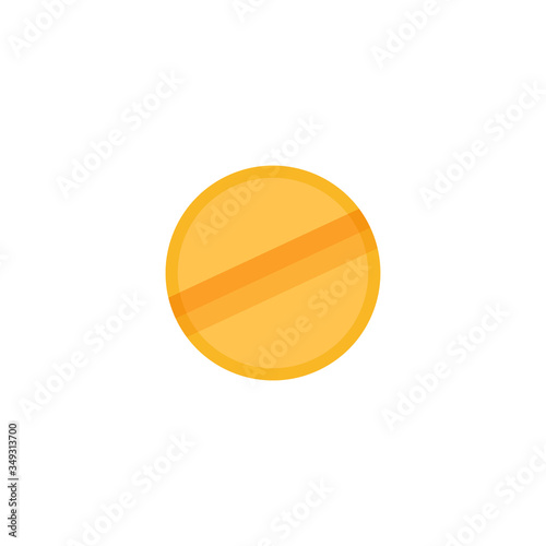 medical pill orange isolated on white, pill tablet medical and healthcare concept, medical pill for icon, circle pill for clip art
