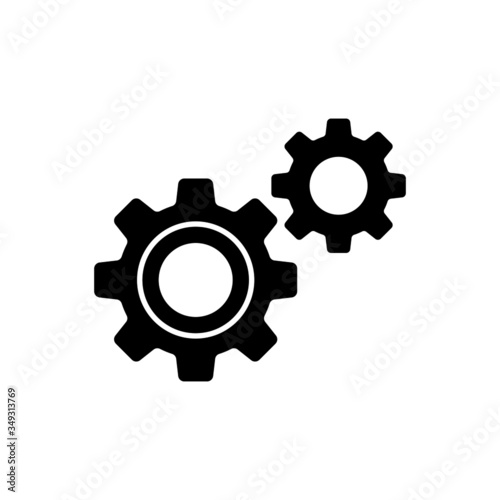 Gear icon template in black flat design on white background, Gear symbol vector sign isolated on white background illustration for graphic and web design