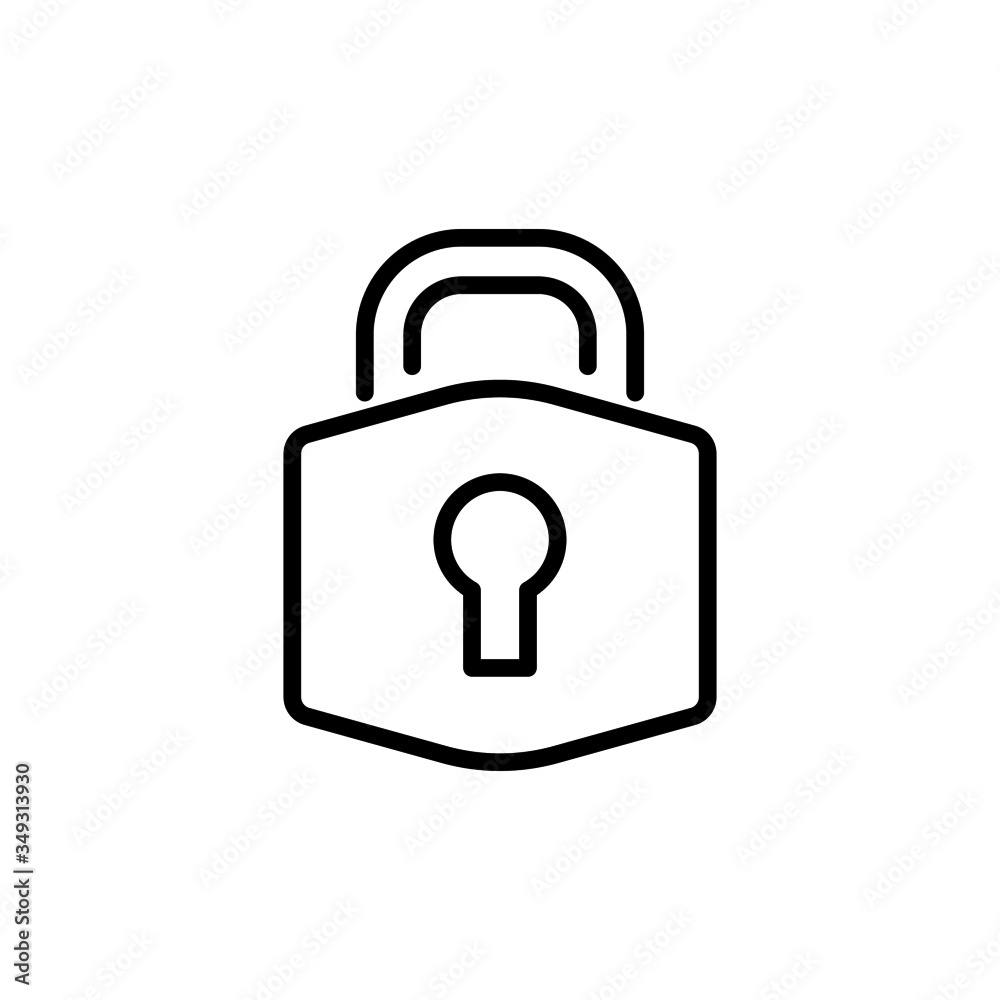 Lock icon template in line art style on white background, Security symbol vector sign isolated on white background illustration for graphic and web design Lock icon template in line art style on white background, Security symbol vector sign isolated on white background illustration for graphic and web design