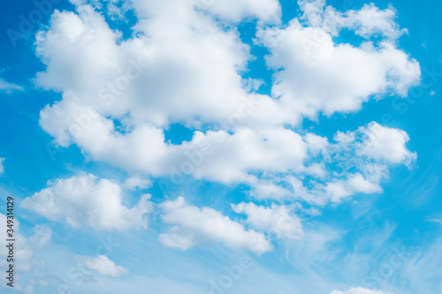 Background sky with clouds. Photo of white clouds and blue sky.