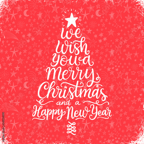 Merry Christmas phrases, hand lettering greeting card