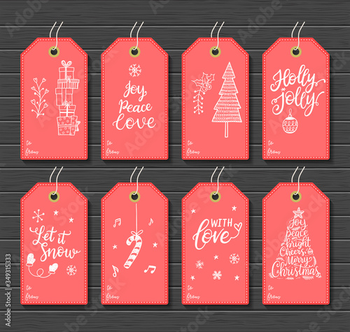 Merry Christmas and Happy Holidays vector printable gift tags