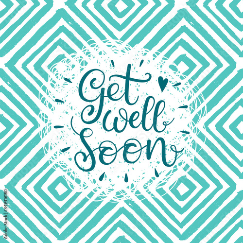 Get well soon vector text. Hand Lettering for invitation and greeting card, prints and posters. Modern calligraphic design
