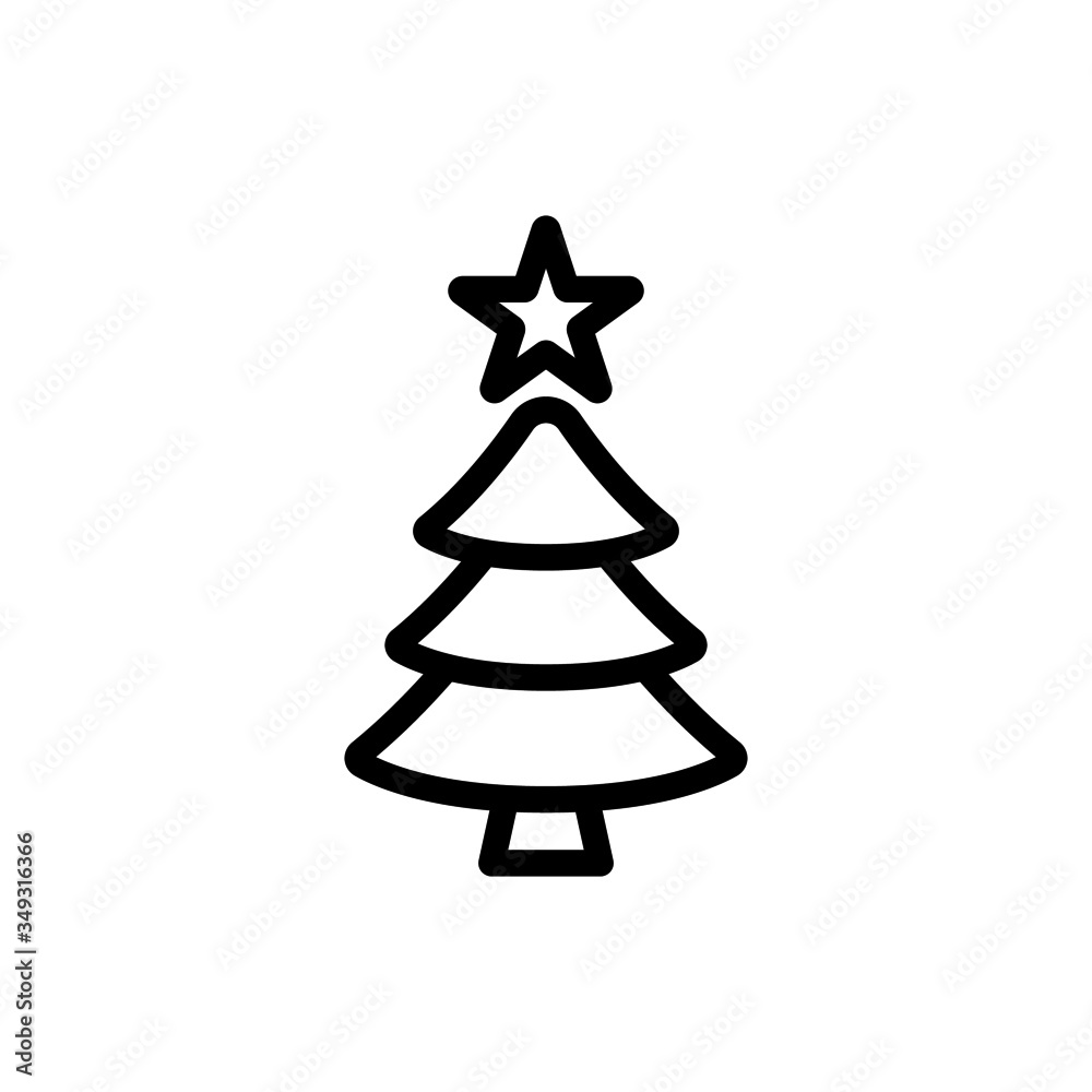 Christmas tree isolated in line art style on white background, Vector illustration, Eps 10 Christmas tree isolated in line art style on white background, Vector illustration, Eps 10