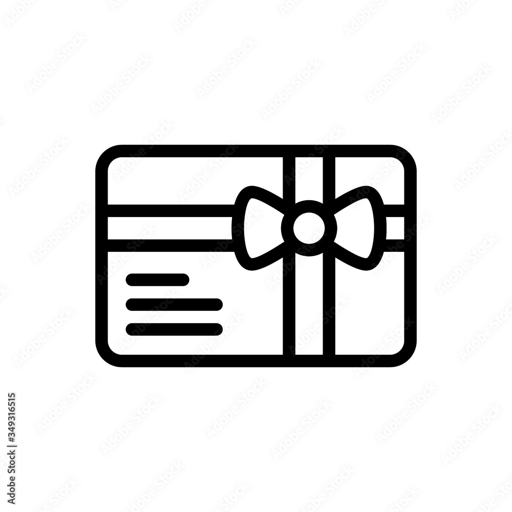 Fototapeta premium Gift card icon isolated in line art style on white background, Vector illustration Eps 10