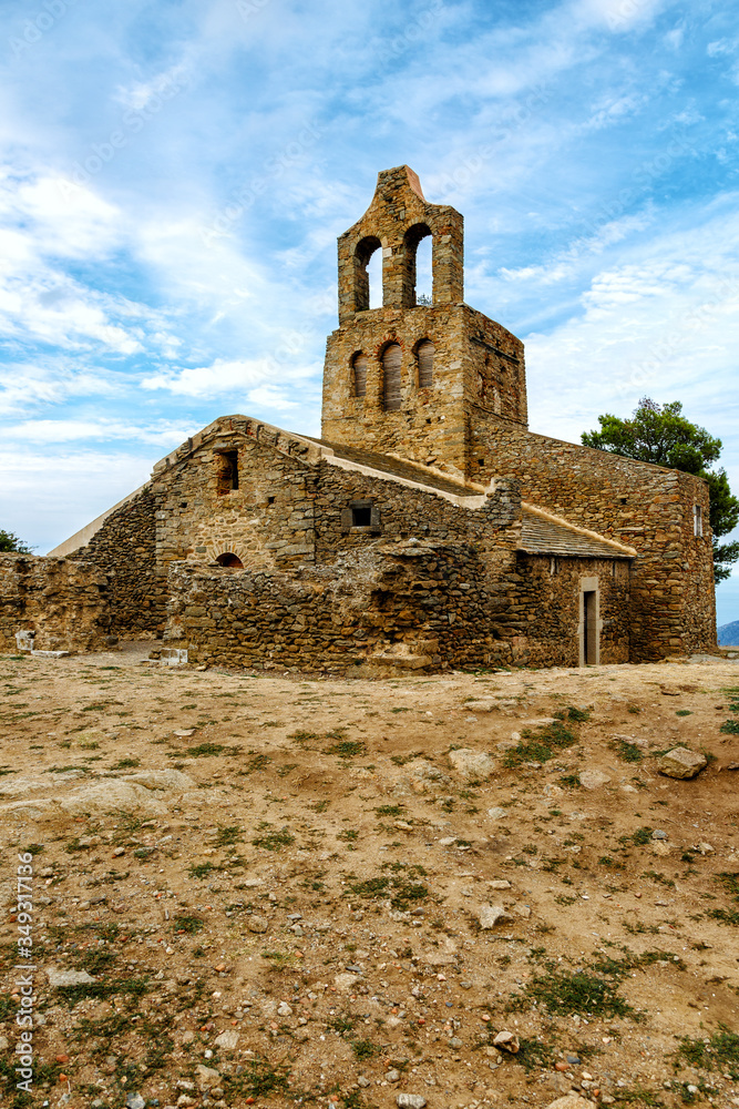 Picture was taken in Spain. Romantic view of sant pere de rodes. High in the mountains.