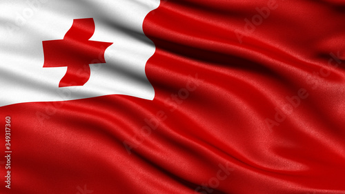 3D illustration of the flag of Tonga waving in the wind. photo