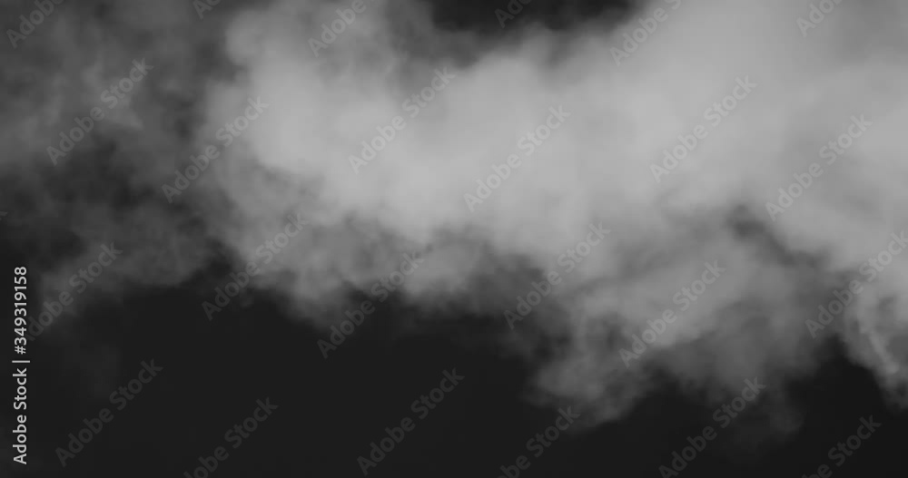 Natural White Smoke on Black. A stream of white smoke or steam moves from a black background from right to left Natural White Smoke on Black. A stream of white smoke or steam moves from a black background from right to left