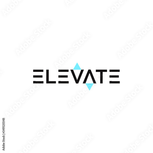 TYPOGRAPHY text logo ELEVATE modern. Isolated white  background