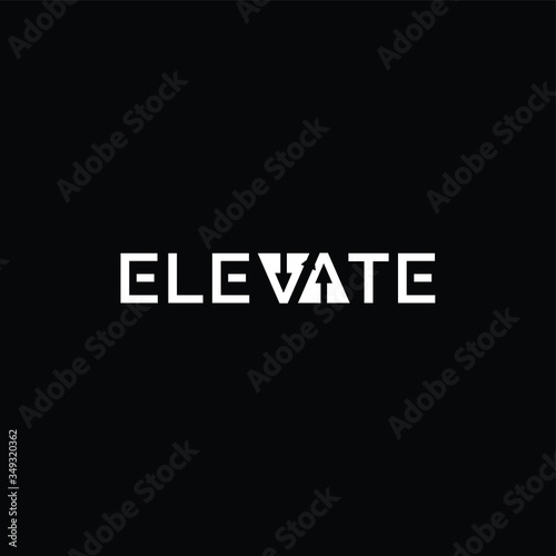 TYPOGRAPHY text logo ELEVATE modern. Isolated black  background