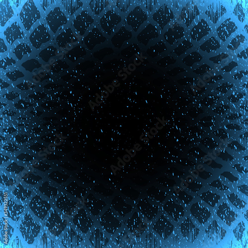 Abstract black abyss background. Dirty grunge artistic design element for poster, banner, flyer. Grid pattern texture. Vector illustration