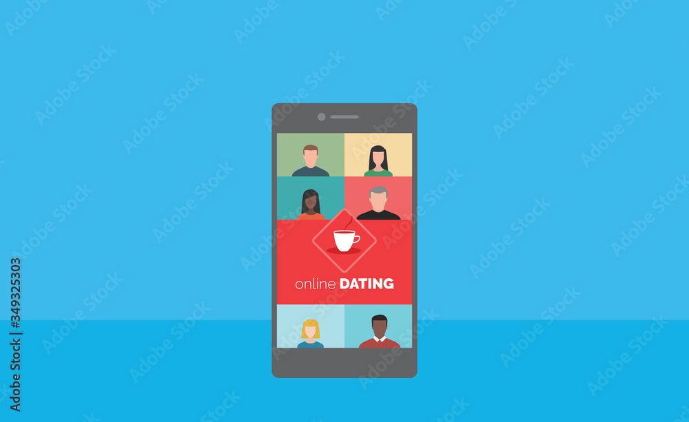 Mobile phone with online dating app on the screen Mobile phone with online dating app on the screen