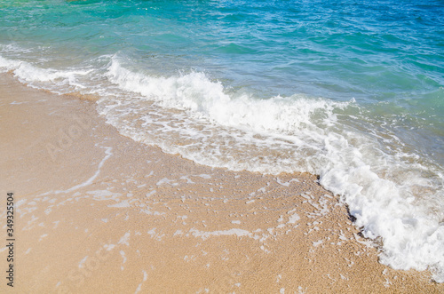 Tropical seascape background white sandy beach and turquoise water