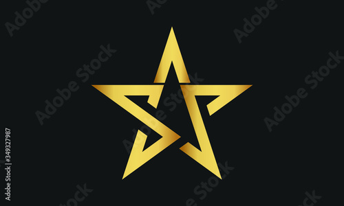 S , S , SS Letter with Star Logo Template vector icon illustration design. Modern Star logo in elegant style with Black Background