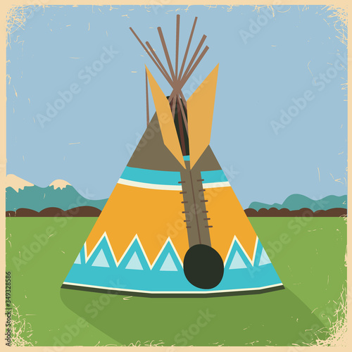 illustration of a wigwam (american indian wigwam, indian indians tepee)