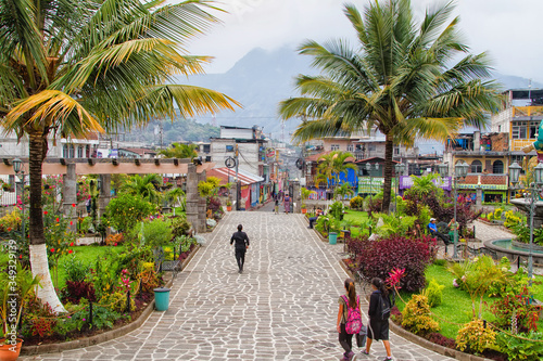 SAN PEDRO LA LAGUNA, GUATEMALA - APRIL 24: View of San Pedro la Laguna town on April 24, 2014 in San Pedro la Laguna, Guatemala. San Pedro is a popular tourist destination to visit Lake Atitlan.