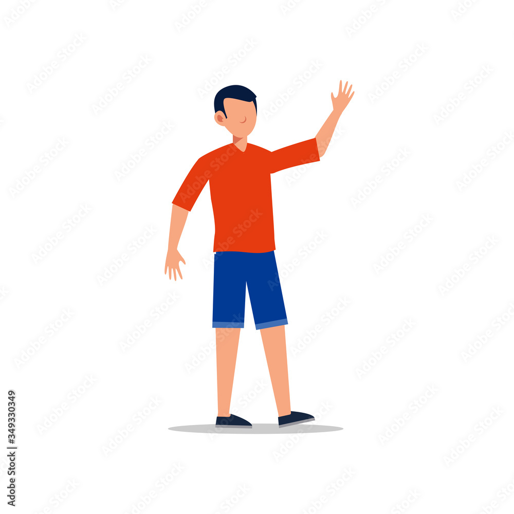 Cartoon character illustration of young man. Flat avatar icon design isolated on white background