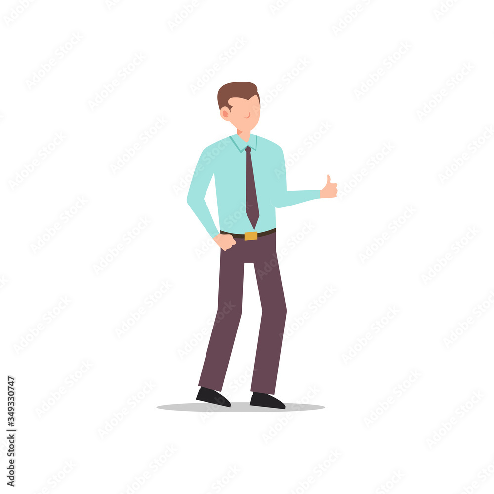 Cartoon character illustration of business young man. Flat avatar icon design isolated on white background