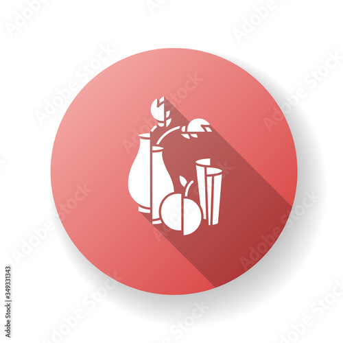 Avant garde red flat design long shadow glyph icon. French cultural movement. Visual art abstract style. Still life painting. Experimental artwork. Silhouette RGB color illustration