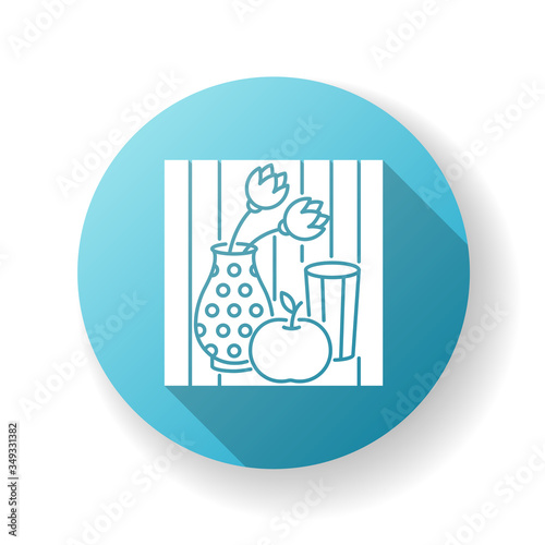 Pop art blue flat design long shadow glyph icon. Contemporary cultural movement. Modern painting in popular style. Abstract still life drawing. Silhouette RGB color illustration