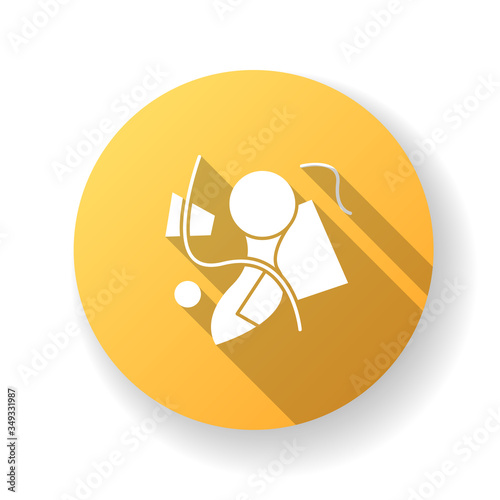 Abstractionism yellow flat design long shadow glyph icon. Cultural movement. Various shapes abstract composition. Creative minimal painting. Silhouette RGB color illustration