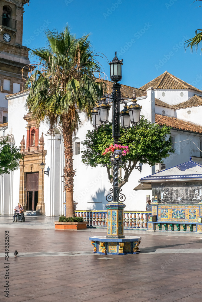 Fototapeta premium Historic Plaza Alta (High Square) in the old town of Algeciras, Spain. It is one of the major centres of activity in the city.
