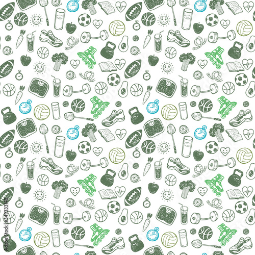 Healthy Lifestyle seamless pattern
