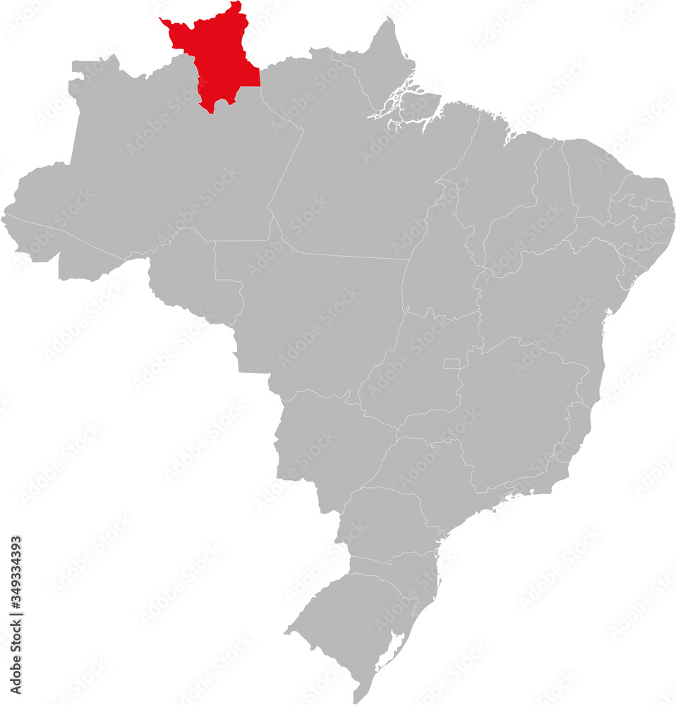 Roraima state highlighted on Brazil map. Business concepts and backgrounds.