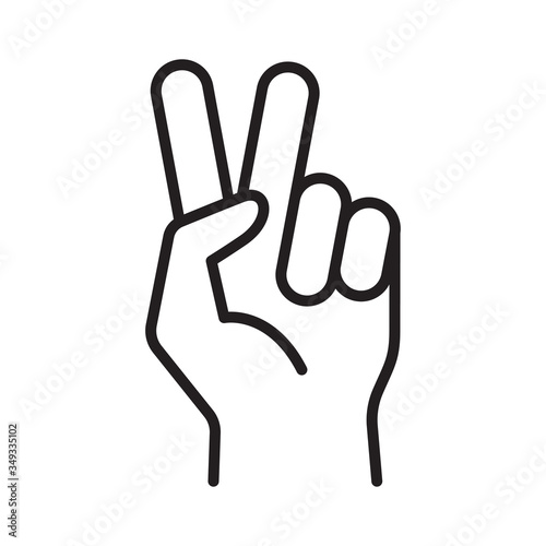 Hand showing victory sign icon. Vector illustration