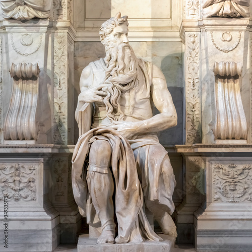 Statue of Moses in San Pietro in Vincoli, Saint Peter in Chain, church in Rome, Italy.
