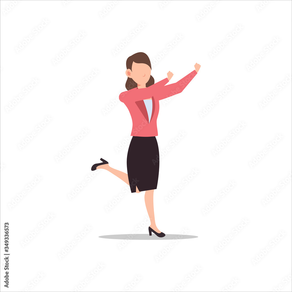 Cartoon character illustration of young businesswoman. Flat avatar icon design isolated on white background