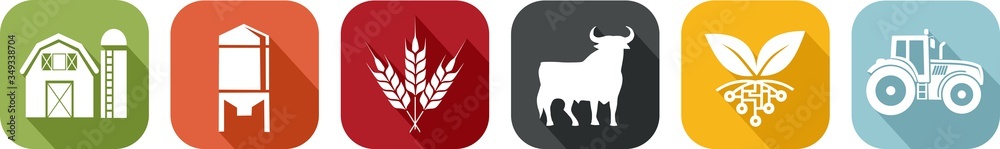Icon of various symbols of agriculture - obrazy, fototapety, plakaty 