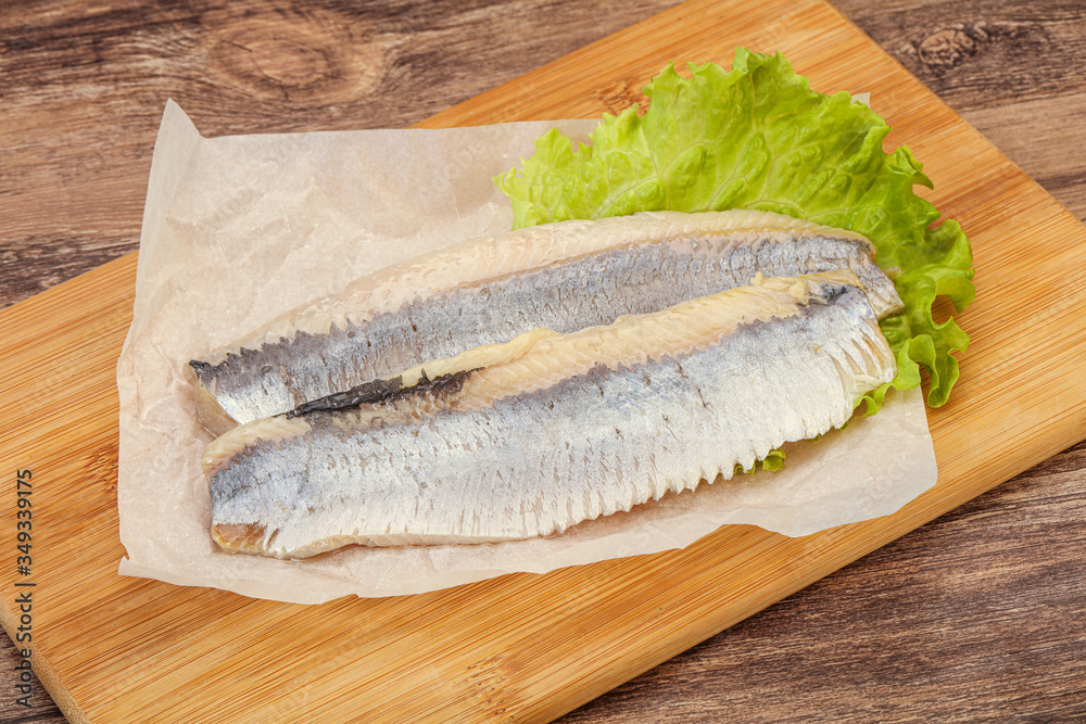Herring fillet with salad leaves Herring fillet with salad leaves